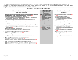 Reading Competencies - EFF Benchmarks Comparison