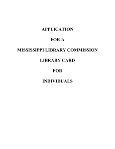 APPLICATION FOR A RESOURCE LIBRARY CARD