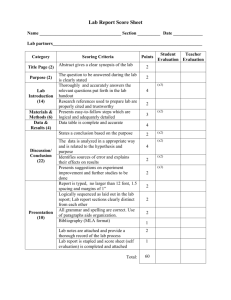 Lab Report Rubric (Ecology of Ants)