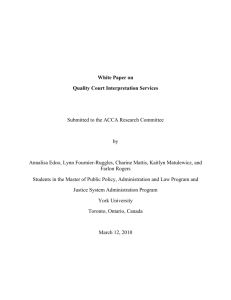 White Paper on Quality Court Interpreter Services