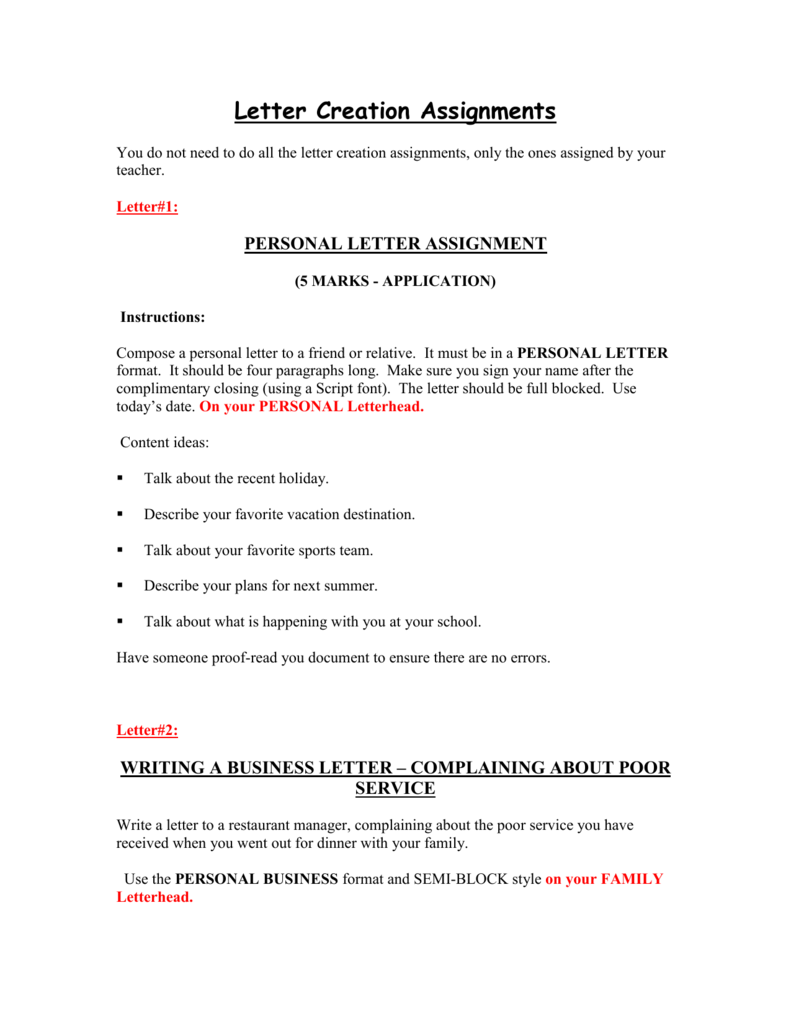 letter of assignment format