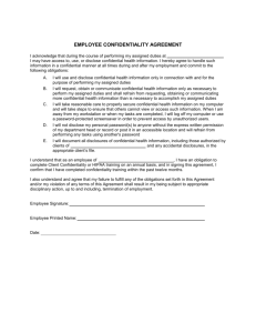 employee confidentiality agreement