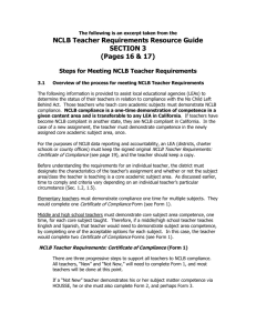 NCLB Teacher Requirements Resource Guide