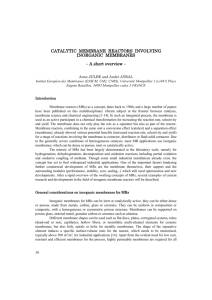 Catalytic Membrane Reactors involving Inorganic Membranes