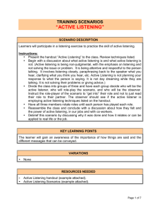 Active Listening - TRAINING ACTIVITY