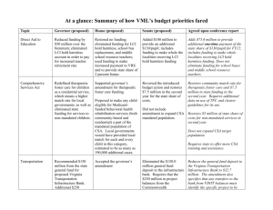 VML`s top budget priorities