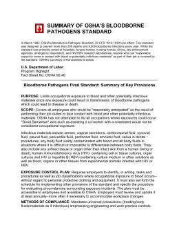 Fact Sheet OSHA’s Bloodborne Pathogens Standard