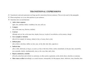 TRANSITIONAL EXPRESSIONS