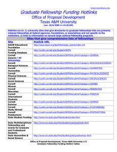 VPR/OPD Graduate Fellowship Funding Hotlink Table