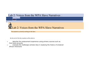 Lab 2: Voices from the WPA Slave Narratives
