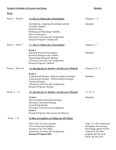 Tentative Schedule of Lectures and Exams