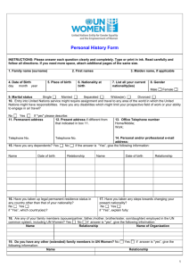 the Personal History Form (P-11)