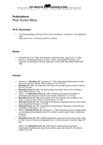 Publications Prof. Evron Mina Ph.D. Disseration "The Palaeoecology