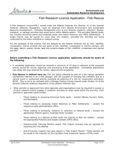 Fish Research Licence - Alberta Environment