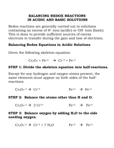 balancing redox reactions in acidic and basic solutions