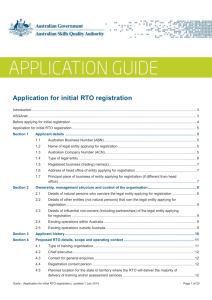 Application for initial RTO registration