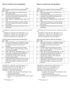 Plato & Aristotle Essay Scoring Rubric