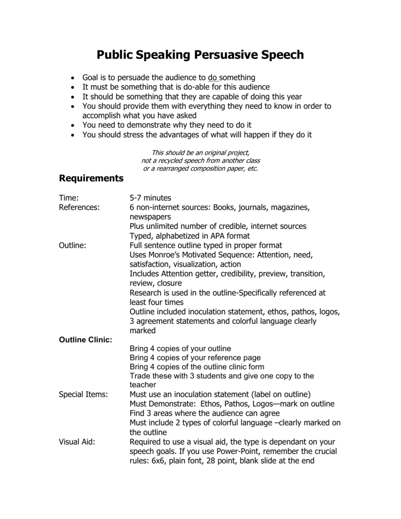 Persuasive Speech Outline