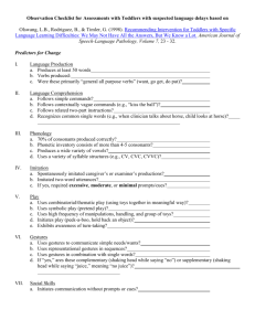 Observation Checklist for Assessments with Toddlers with suspected