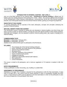 Internal Auditing - University of the Witwatersrand