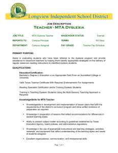 Job Title: MTA Dyslexia Teacher