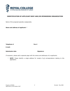 Application for Recognition Part I - Preliminary a