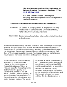 The Epistemology Of Technological Foresight