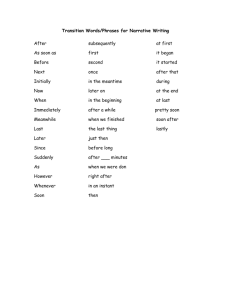 1: Transition Words / Phrases for Narrative Writing