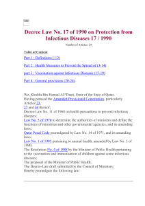 Decree Law No. 17 of 1990 on Protection from Infectious Diseases