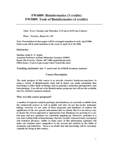 FW4089 and FW5089: Bioinformatics questionnaire