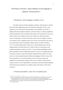 The Poetics of Fiction : poetic influence on the language of Apuleius