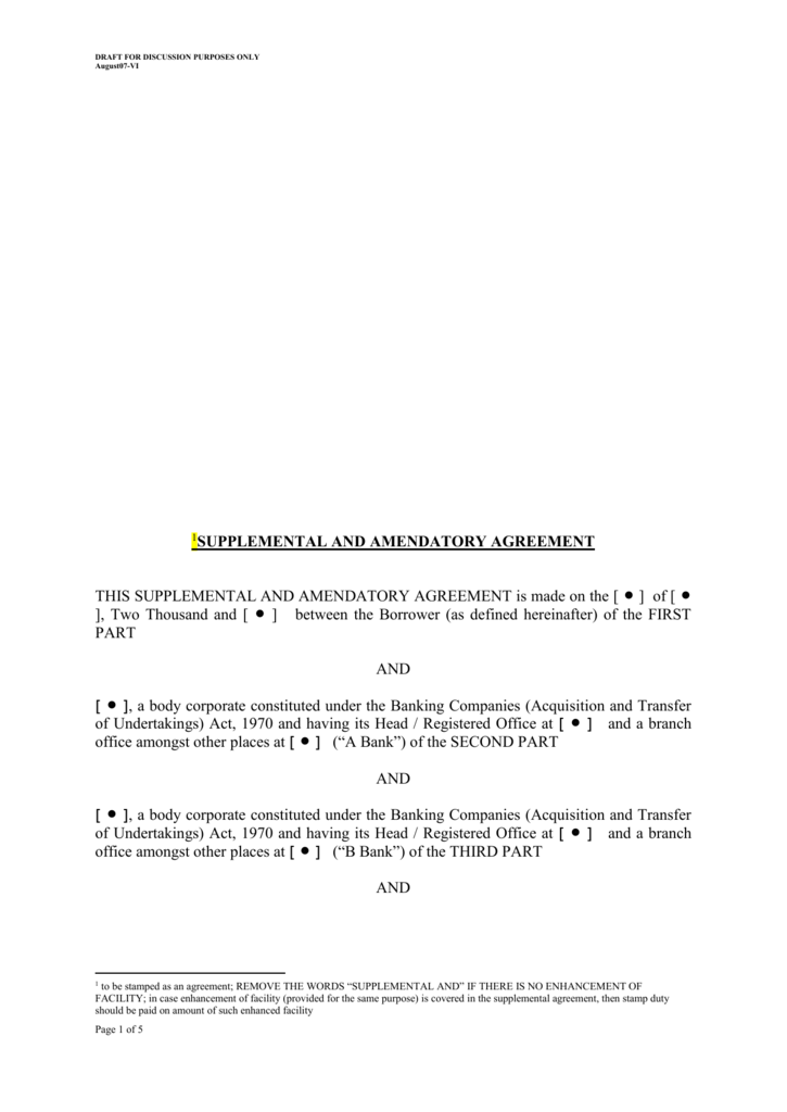 Supplemental & Amendatory Agreement