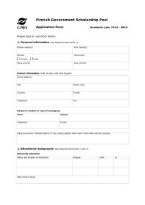 Finnish Government Scholarship Pool Application form Academic