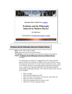 Problems and the Philosophy Inherent in Modern Physics