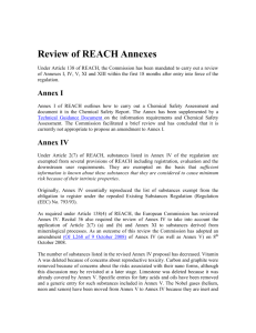Review of REACH Annexes
