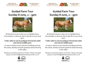 Guided Farm Tour Sunday 8 June, 2 – 5pm Mr Wynford Jones