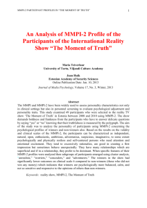 An Analysis of MMPI-2 Profile of the Participants of the International