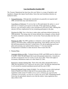 Year-End Benefits Checklist 2005