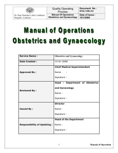 MANNUAL FOR GYNAECOLOGY & OBSTETRICS DEPARTMENT