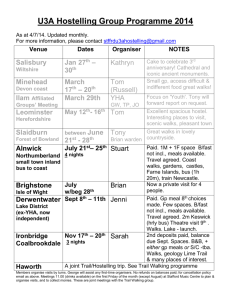 U3A Hostelling Group Programme 2014 As at 4/7/14. Updated