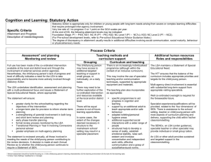 Templates for SEN: Cognition and Learning: Statutory Action