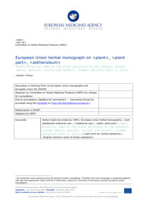 Template for a European Union herbal monograph