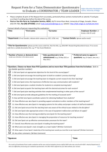 Request Form for an Online Student Questionnaire to