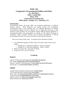 POSC 245 Comparative Environmental Politics and Policy -