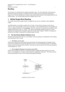 Models of Skilled Single Word Reading