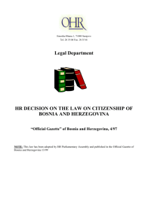 Law on Citizenship of Bosnia and Herzegovina