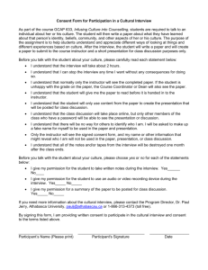 Consent Form for Participation in A Cultural Interview