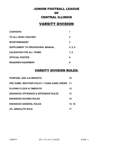 VARSITY DIVISION RULES & GUIDELINES