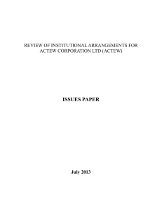 REVIEW OF INSTITUTIONAL ARRANGEMENTS FOR ACTEW