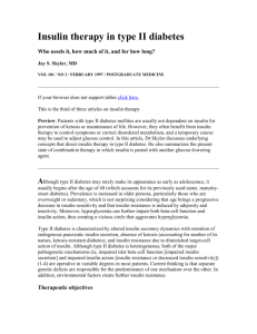 Insulin therapy in type II diabetes